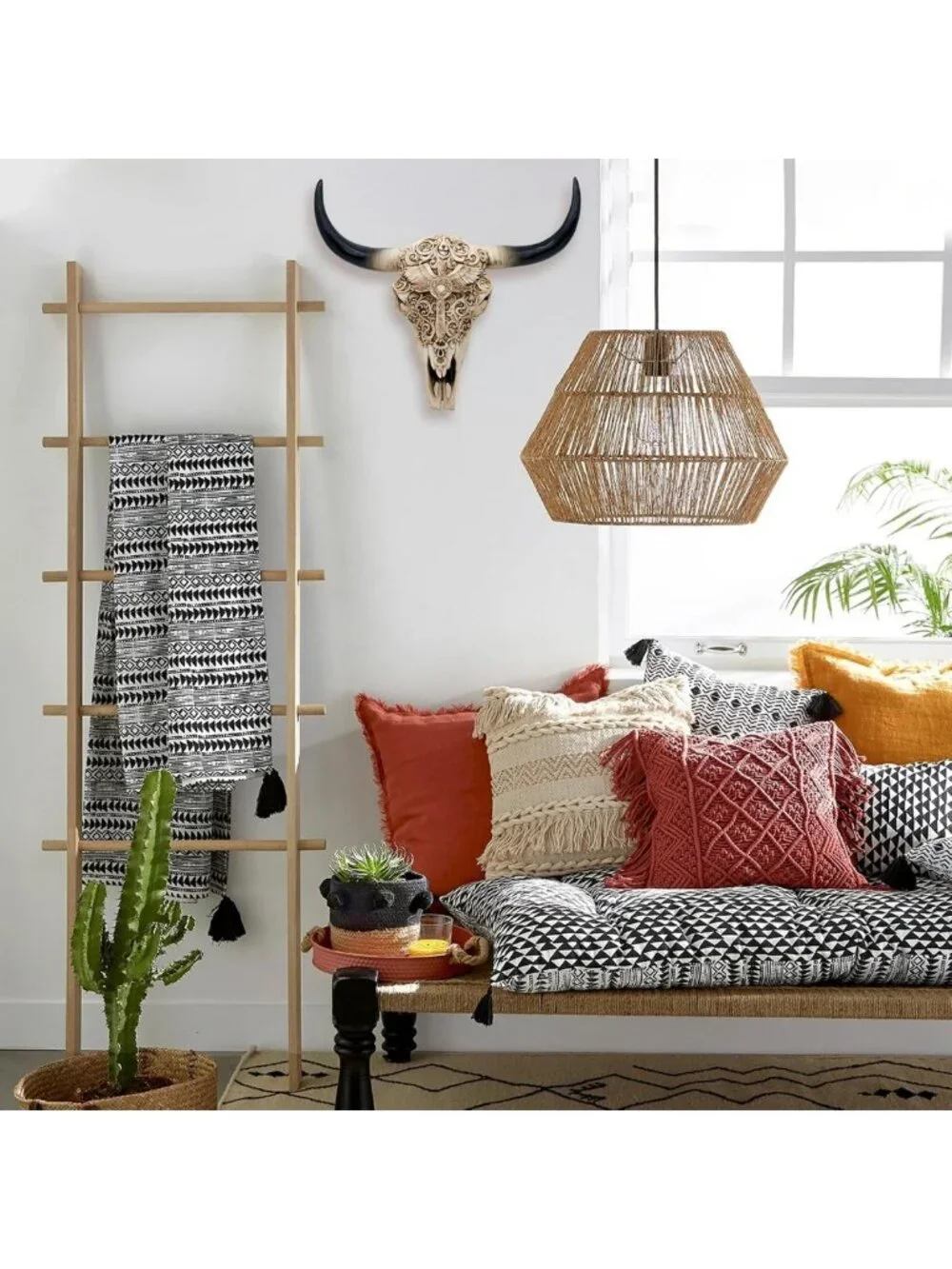 Boho Western Cow Skull Wall Decor - Realistic Animal Head Hanging Art, 12.2